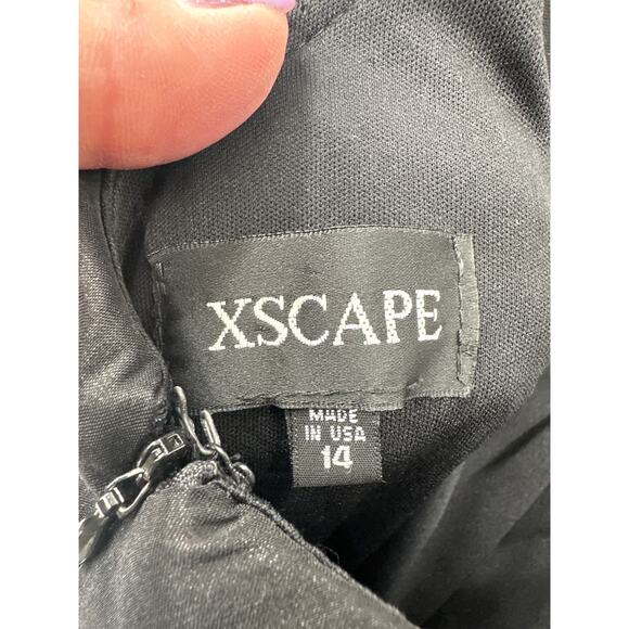 Xscape Open Back Black Bodycon Mini Dress Size 14 - Picture 3 of 4